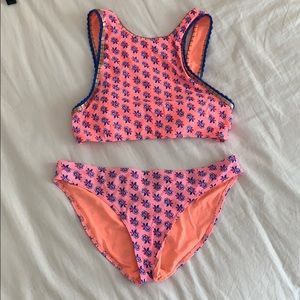 AERIE bikini set with high neck and normal bottoms
